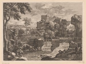 River Landscape with the Holy Family on the Flight to Egypt by Jacques Prou