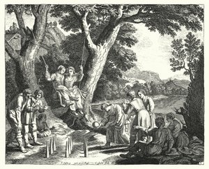 Peasants relaxing (engraving) by Jacques Stella