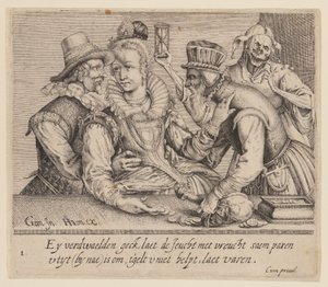 A Young Woman between a Young Man and an Old Man, from Unequal Lovers