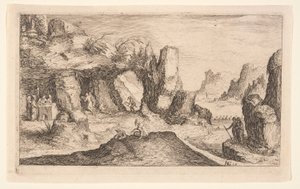 Landscape with a Grotto and Hermits, from Landscapes by Jacques de Gheyn II