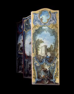 Furniture: painting screen on maroufle paper