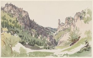 A Seated Man Contemplating a Sunlit Mountain Valley