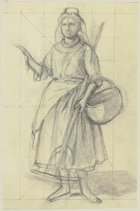 Peasant Girl with Rake and Basket