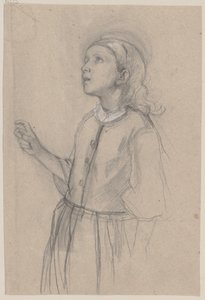 Little Girl, Drawn from the Left by Jakob Becker
