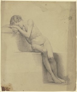Seated Male Nude, Head Resting on Right Arm
