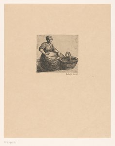 Peasant Woman with Basket by Jakob Smits (signed by artist)