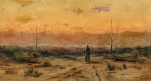 Woman on the Seashore at Sunrise by Jakub Schikaneder