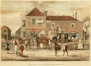 The Mail Coach Changing Horses by James (after) Pollard