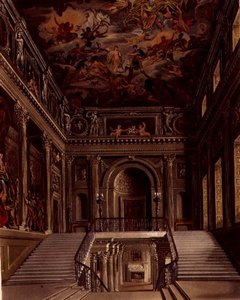 Staircase, Buckingham House, engraved by William James Bennett from 
