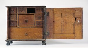 The Joseph and Bathsheba Pope Carved and Applied Valuables Cabinet by James (attr. to) Symonds