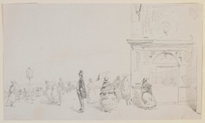 A group of figures on an esplanade by James Abbott McNeill Whistler