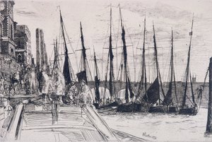 Boats alongside Billingsgate, London by James Abbott McNeill Whistler