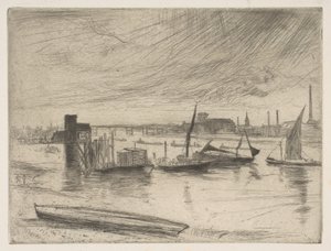 Early Morning, Battersea Battersea Dawn Cadogan Pier by James Abbott McNeill Whistler
