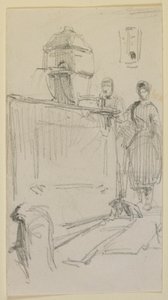 Figures by a fountain by James Abbott McNeill Whistler