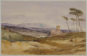 Landscape with Castle and Figures by James Baker Pyne
