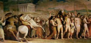 Crowning the Victors at Olympia: Detail of Central Panel Showing Diagoras