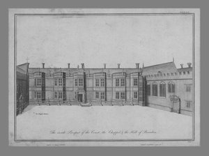 The inside prospect of the Court, the Chapel and the Hall of Beaulieu, 1786