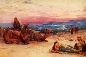 Travellers Resting Outside Palestine Village - Acts xx 5 by James Clark and Henry A Harper