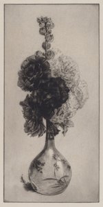 Hollyhocks in a Long-Necked Vase by James David Smillie