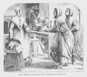 Mrs Timorous and Mercy find Christiana packing up by James Dawson Watson