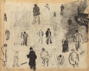 Wheelbarrow and Figures by James Ensor