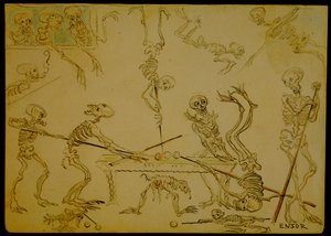 Skeletons Playing Billiard
