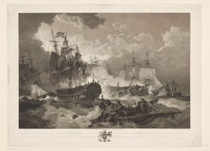 Battle of Camperdown, 1797 (title on object: The Victory obtained over the Dutch Fleet by the British Squadron of the North Sea under the command of Admiral Duncan in the action of the 11th of October 1797)