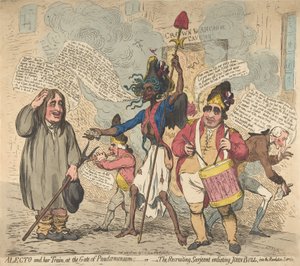 Alecto and Her Train, at the Gate of Pandaemonium: or The Recruiting Sergeant Enlisting by James Gillray