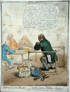 Effusions of the Heart, or Lying Jack the Blacksmith at Confession, published by Hannah Humphrey in 1795 for the Philanthropic Society by James Gillray