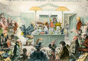 English satire on science: new discoveries in pneumatic materials by James Gillray