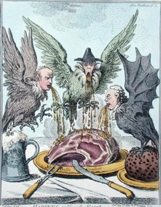 Harpyes Destroying the Feast, published by Hannah Humphrey in 1799 by James Gillray