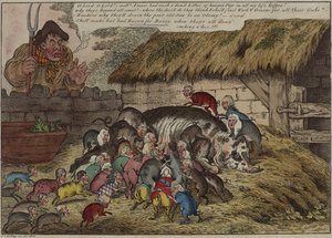 More Pigs than Teats, or the New Litter of Hungry Grunters, Sucking John Bull