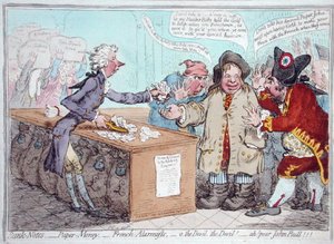 Opening of the Budget, or John Bull giving his breeches to save his Bacon by James Gillray