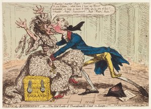 Political Ravishment, or the Old Lady of Threadneedle Street in Danger!, 1797 by James Gillray