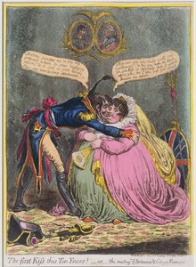 The First Kiss in Ten Years! or The Meeting of Britannia and Citizen Francois, published by Hannah Humphrey in 1803