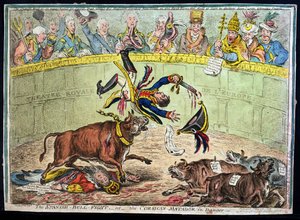 The Spanish Bull Fight, or The Corsican Matador in Danger, published by Hannah Humphrey in 1808