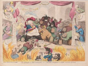 The Surrender of Amsterdam or The Duke of Brunswick in a Bustle, pub. 1787 by James Gillray
