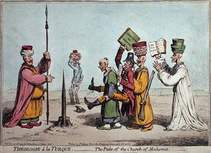 Theologie a la Turque, The Pale of the Church Mahomet, published by Hannah Humphrey in 1799 by James Gillray