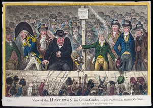 View of the Hustings in Covent Garden, published by Hannah Humphrey by James Gillray