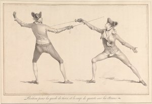 Position for Guard in Tierce, and the Quarte Strike on the Weapons by James Gwin