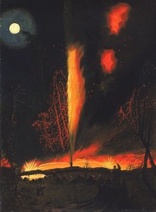 Burning Oil Well at Night, near Rouseville, Pennsylvania