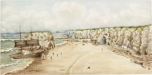 Brig aground at Marsden Rock by James Henry Cleet