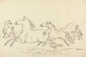 Three Horses and Stable Lad by James Howe
