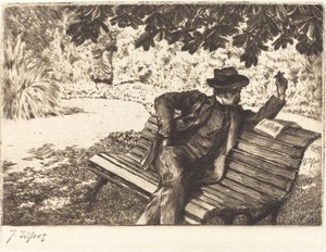 Denoisel Reading in the Garden by James Jacques Joseph Tissot