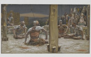 The Four Guards Sat Down and Watched Him, illustration from The Life of Our Lord Jesus Christ by James Jacques Joseph Tissot