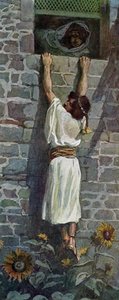 David makes his escape by J James Tissot - Bible by James Jacques Joseph after Tissot
