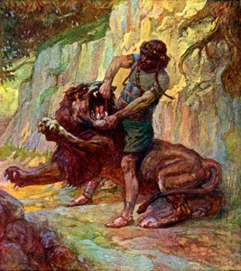 Samson Kills a Lion by James Jacques Joseph after Tissot