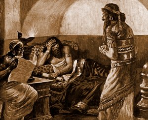 The Chronicles are Read to Ahasuerus by James Jacques Joseph after Tissot