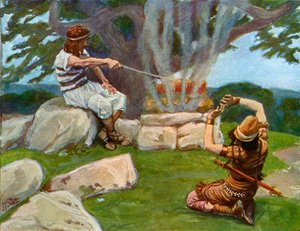 The Angel Puts Fire on the Altar of Gideon