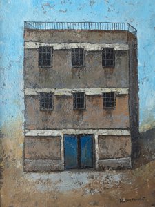 Rustic Building Blue Door